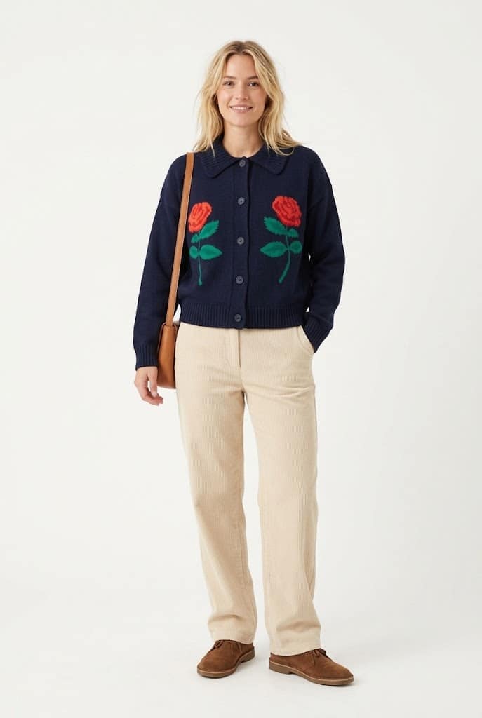 Cardigan oversize con rose THE TINY BIG SISTER