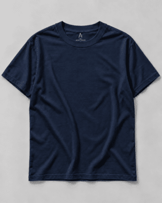 Navy: T-shirt Harlem Satin blu navy in modal e cotone, vista frontale.