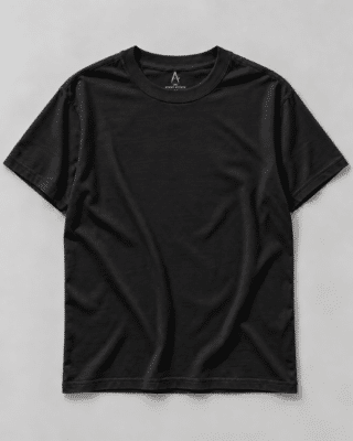 Black: T-shirt Harlem Satin nera in modal e cotone, vista frontale.