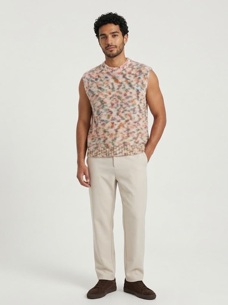 Gilet cropped fit multicolore misto lana Berna