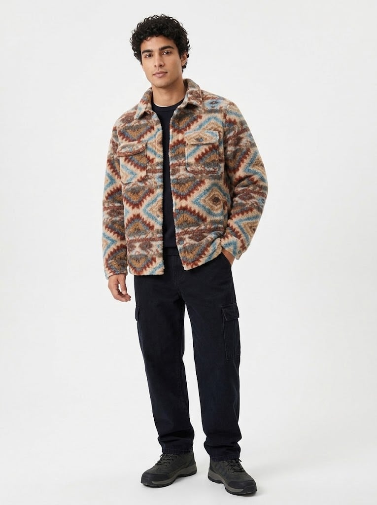 Overshirt teddy regular fit fantasia indios